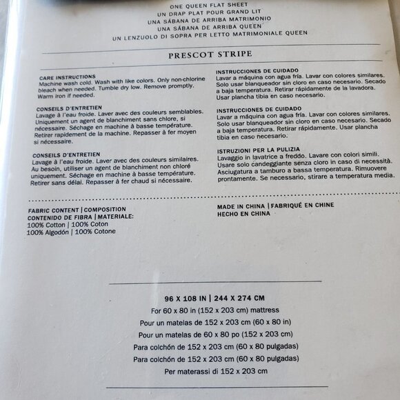 NWT - Ralph Lauren Prescott Stripe Queen Flat Sheet - Navy Blue/White Stripe - Picture 4 of 6